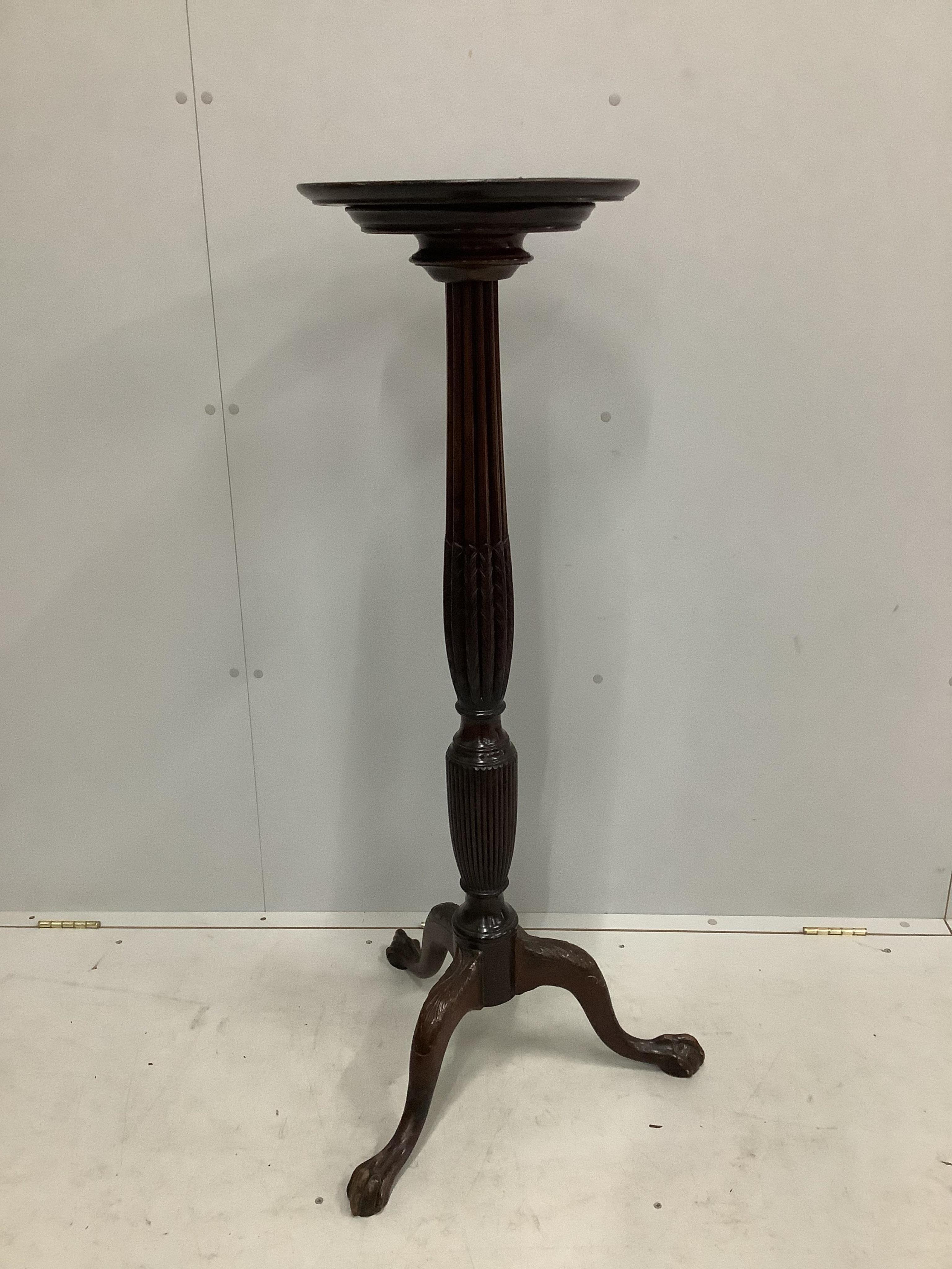 An Adam revival mahogany torchere, height 123cm, diameter 38cm. Condition - fair to good